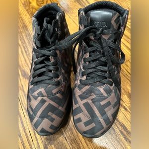 Fendi Black and Brown Logo Sneakers